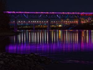 Preview wallpaper bridge, backlight, neon, water, night