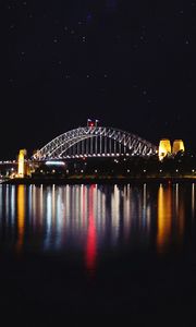 Preview wallpaper bridge, backlight, night, river