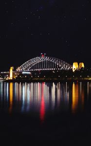 Preview wallpaper bridge, backlight, night, river