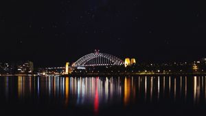 Preview wallpaper bridge, backlight, night, river