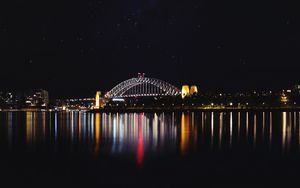 Preview wallpaper bridge, backlight, night, river