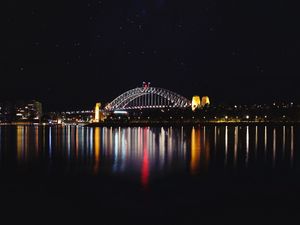 Preview wallpaper bridge, backlight, night, river