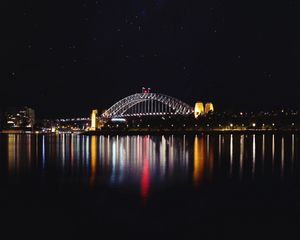 Preview wallpaper bridge, backlight, night, river