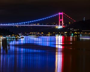 Preview wallpaper bridge, backlight, river, reflection, istanbul