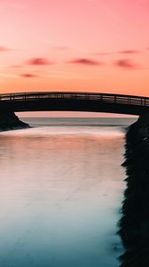 Preview wallpaper bridge, bay, sunset, horizon, twilight