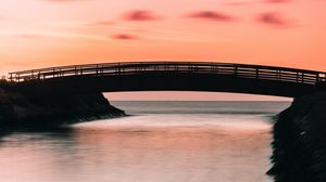 Preview wallpaper bridge, bay, sunset, horizon, twilight
