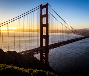 Preview wallpaper bridge, bay, sunset, landscape