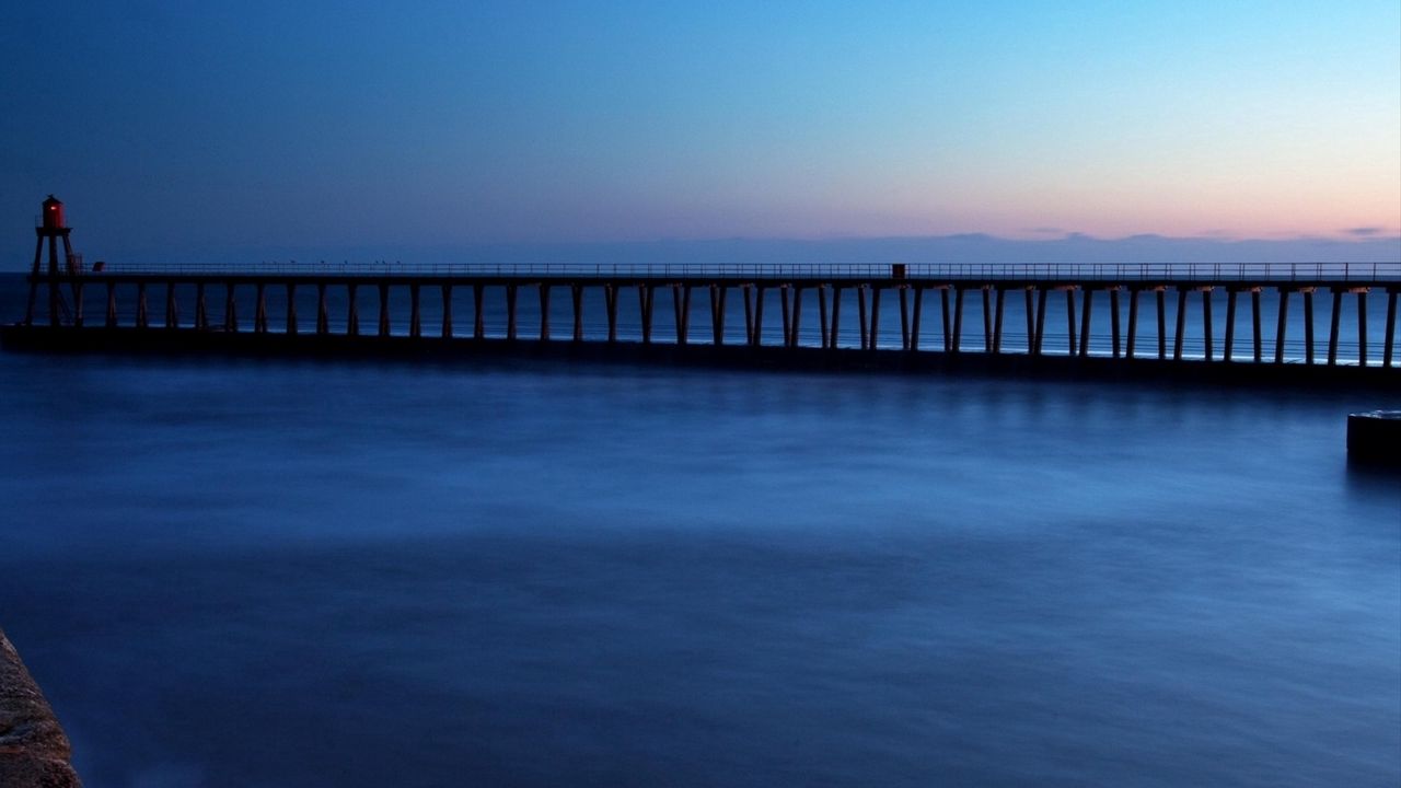 Wallpaper bridge, beacon, design, construction, veil, sea, sky, twilight, terribly