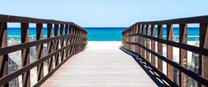 Preview wallpaper bridge, boards, beach, sea
