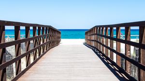 Preview wallpaper bridge, boards, beach, sea