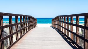 Preview wallpaper bridge, boards, beach, sea