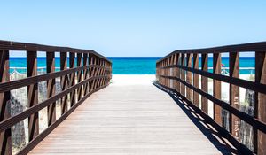 Preview wallpaper bridge, boards, beach, sea