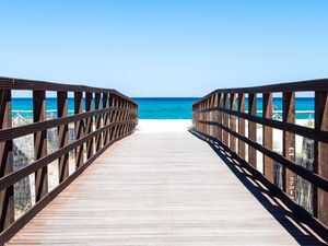 Preview wallpaper bridge, boards, beach, sea