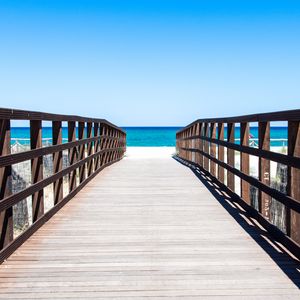 Preview wallpaper bridge, boards, beach, sea