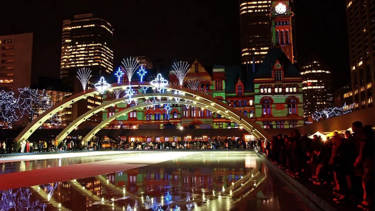 Wallpaper bridge, bright, building, night