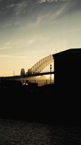 Preview wallpaper bridge, building, architecture, sunset, silhouette