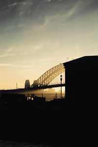 Preview wallpaper bridge, building, architecture, sunset, silhouette