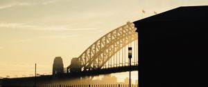 Preview wallpaper bridge, building, architecture, sunset, silhouette