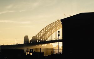 Preview wallpaper bridge, building, architecture, sunset, silhouette