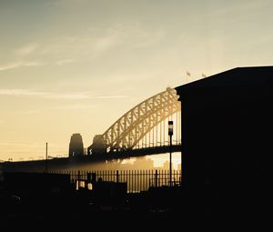 Preview wallpaper bridge, building, architecture, sunset, silhouette