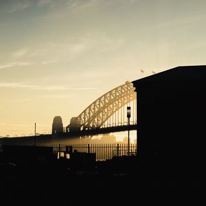 Preview wallpaper bridge, building, architecture, sunset, silhouette