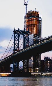 Preview wallpaper bridge, building, lights, construction, water