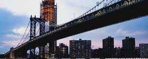Preview wallpaper bridge, building, lights, construction, water