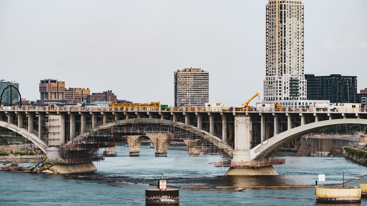 Wallpaper bridge, building, river, architecture