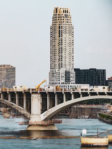 Preview wallpaper bridge, building, river, architecture