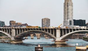 Preview wallpaper bridge, building, river, architecture