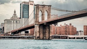 Preview wallpaper bridge, buildings, architecture, city, coast