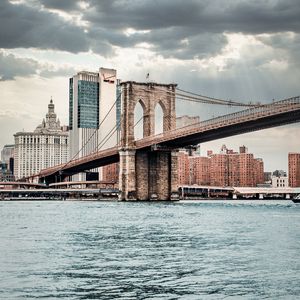 Preview wallpaper bridge, buildings, architecture, city, coast