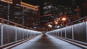 Preview wallpaper bridge, buildings, city, night, dark