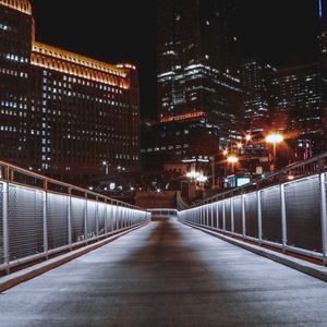 Preview wallpaper bridge, buildings, city, night, dark