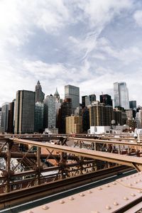 Preview wallpaper bridge, buildings, city, architecture, metropolis, new york