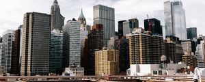 Preview wallpaper bridge, buildings, city, architecture, metropolis, new york