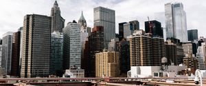 Preview wallpaper bridge, buildings, city, architecture, metropolis, new york