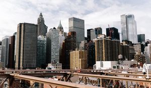 Preview wallpaper bridge, buildings, city, architecture, metropolis, new york