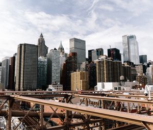 Preview wallpaper bridge, buildings, city, architecture, metropolis, new york
