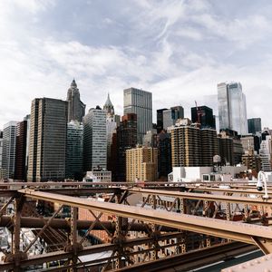 Preview wallpaper bridge, buildings, city, architecture, metropolis, new york