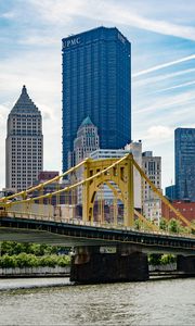 Preview wallpaper bridge, buildings, city, pittsburgh, usa