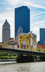 Preview wallpaper bridge, buildings, city, pittsburgh, usa