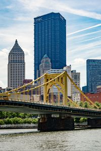 Preview wallpaper bridge, buildings, city, pittsburgh, usa