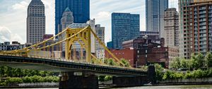 Preview wallpaper bridge, buildings, city, pittsburgh, usa