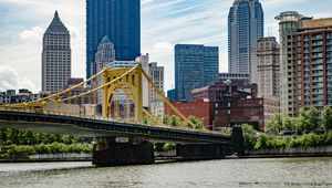 Preview wallpaper bridge, buildings, city, pittsburgh, usa