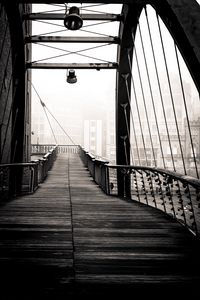 Preview wallpaper bridge, buildings, fog, black and white