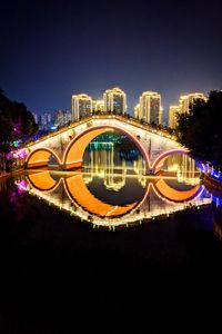 Preview wallpaper bridge, buildings, night city, lights, backlight