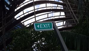 Preview wallpaper bridge, buildings, sign, trees