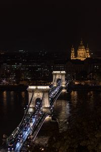 Preview wallpaper bridge, city, aerial view, night, dark
