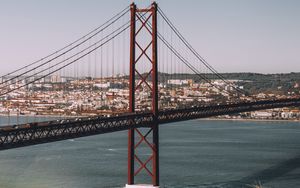 Preview wallpaper bridge, city, coast, architecture, aerial view